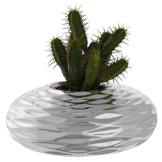 Porta-Vasos Cipolla com Planta | Prata Bilaminada 925 | Decoração Premium