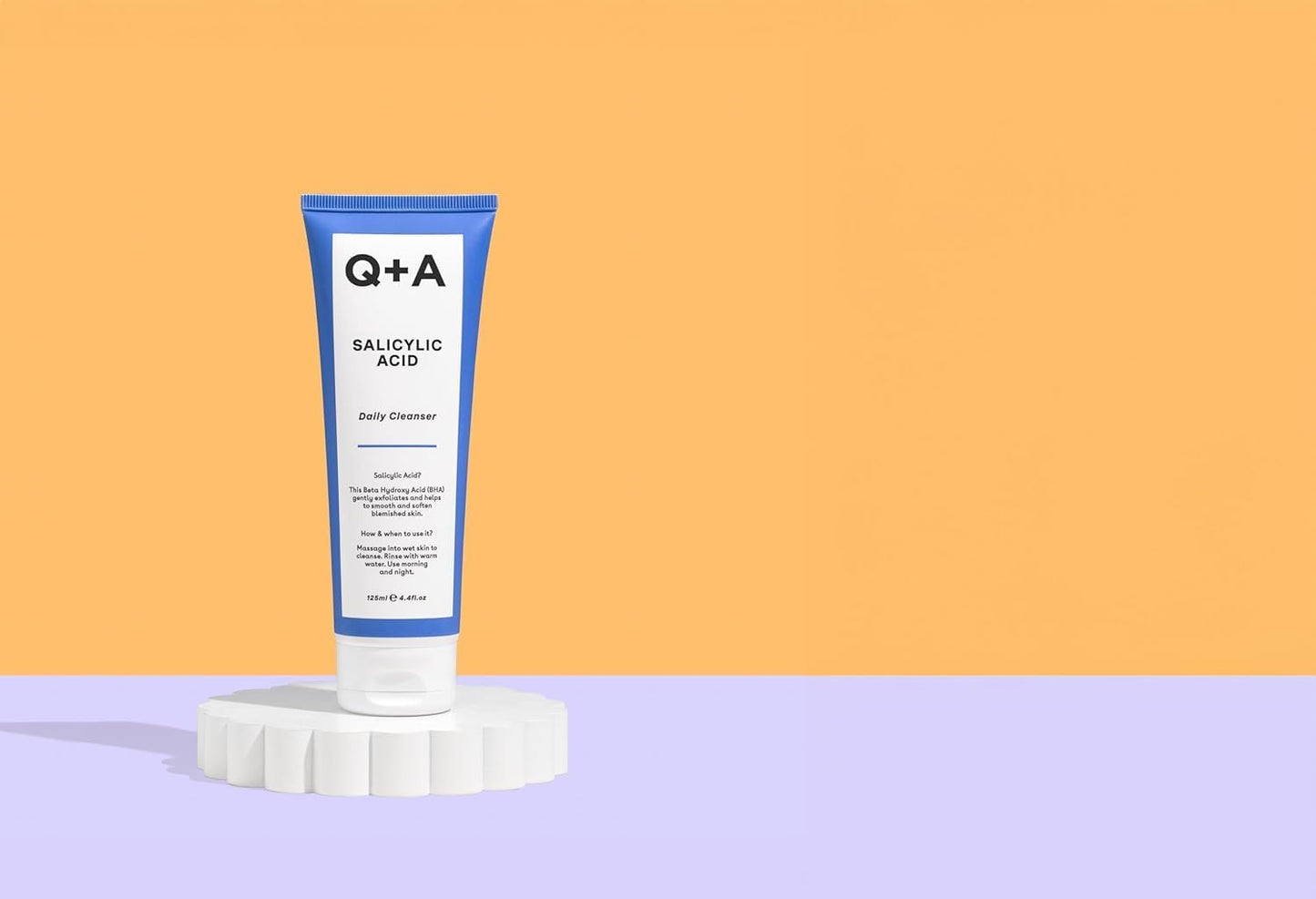 Limpiador diario con ácido salicílico Q+A, exfoliante para piel limpia, vegano, 113 ml