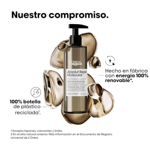 L’Oréal Professionnel, Tratamento Molecular Instantâneo, Sérum com Enxágue para Cabelos Secos e Danificados, Sem Sulfato, Repara Danos e Fortalece os Cabelos, Fórmula Patenteada, Absolut Repair Molecular, 250ml