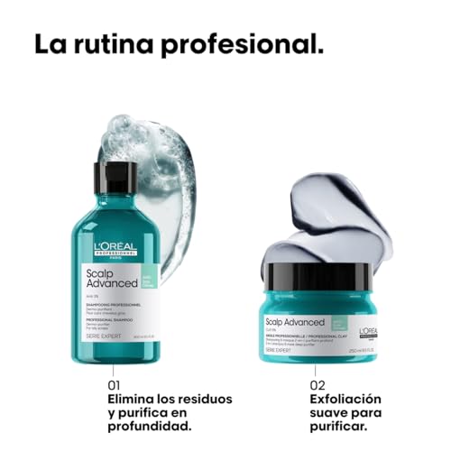 L’Oréal Professionnel, Shampoo Anti-Oleoso Enriquecido com Ingredientes Dermatologicamente Ativos para Couro Cabeludo Oleoso, Scalp Advanced, 300 ml