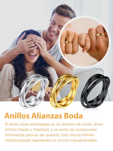 Anéis entrelaçados de aço inoxidável, anel triplo entrelaçado