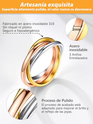 Anéis entrelaçados de aço inoxidável, anel triplo entrelaçado
