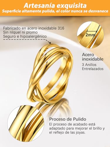 Anéis entrelaçados de aço inoxidável, anel triplo entrelaçado