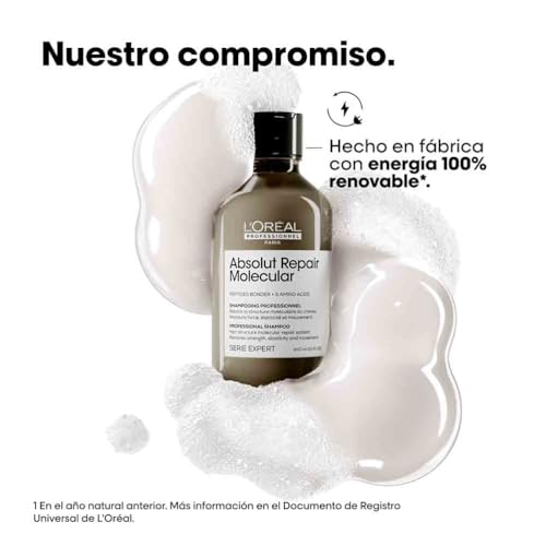 L'Oréal Professionnel, Shampoo Profissional Sem Sulfato, Nutre Profundamente, Repara Danos e Fortalece os Cabelos, Para Cabelos Secos e Danificados, Fórmula Patenteada, Absolut Molecular Repair, 300ml