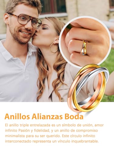 Anéis entrelaçados de aço inoxidável, anel triplo entrelaçado