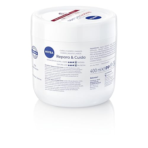 Creme hidratante NIVEA 400ml com glicerina e vitamina E pura, ideal para cuidados da pele do corpo, rosto e mãos