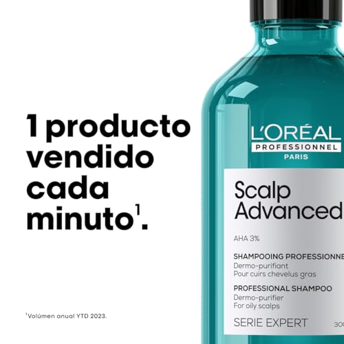 L’Oréal Professionnel, Shampoo Anti-Oleoso Enriquecido com Ingredientes Dermatologicamente Ativos para Couro Cabeludo Oleoso, Scalp Advanced, 300 ml