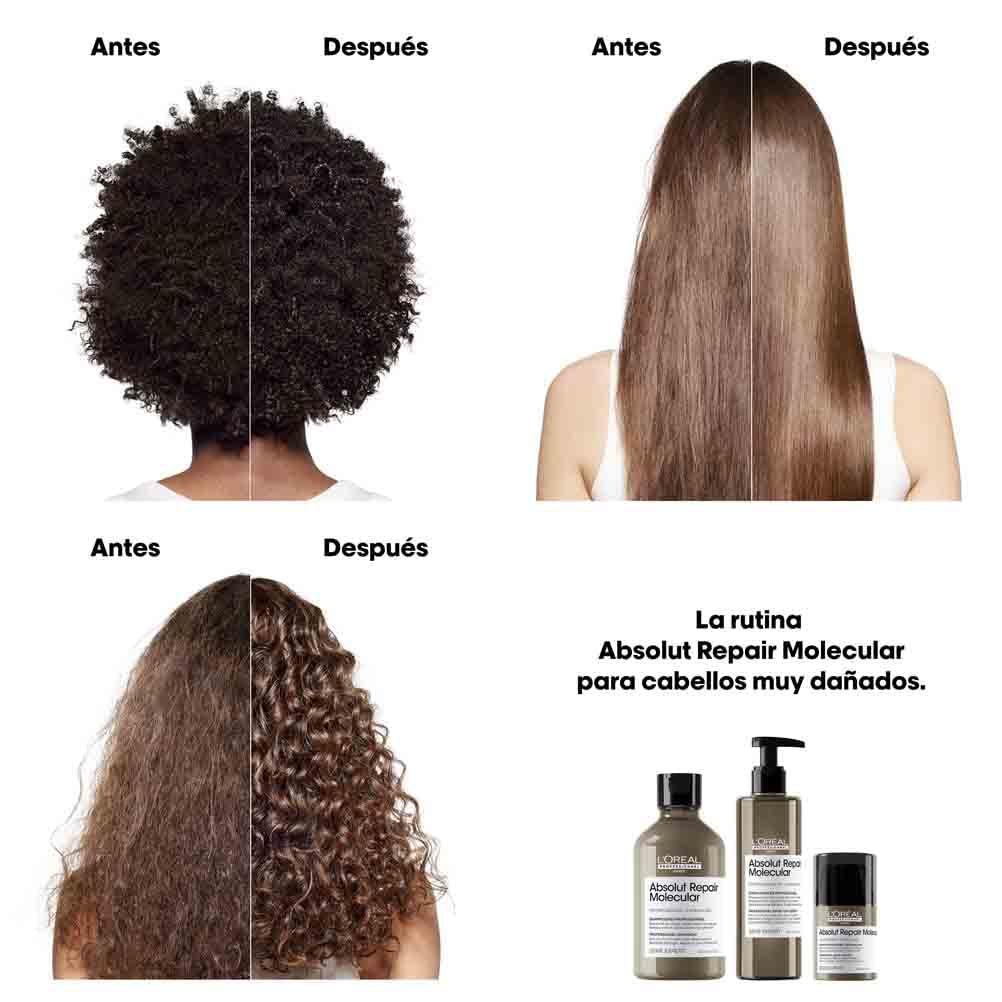 L'Oréal Professionnel, Shampoo Profissional Sem Sulfato, Nutre Profundamente, Repara Danos e Fortalece os Cabelos, Para Cabelos Secos e Danificados, Fórmula Patenteada, Absolut Molecular Repair, 300ml