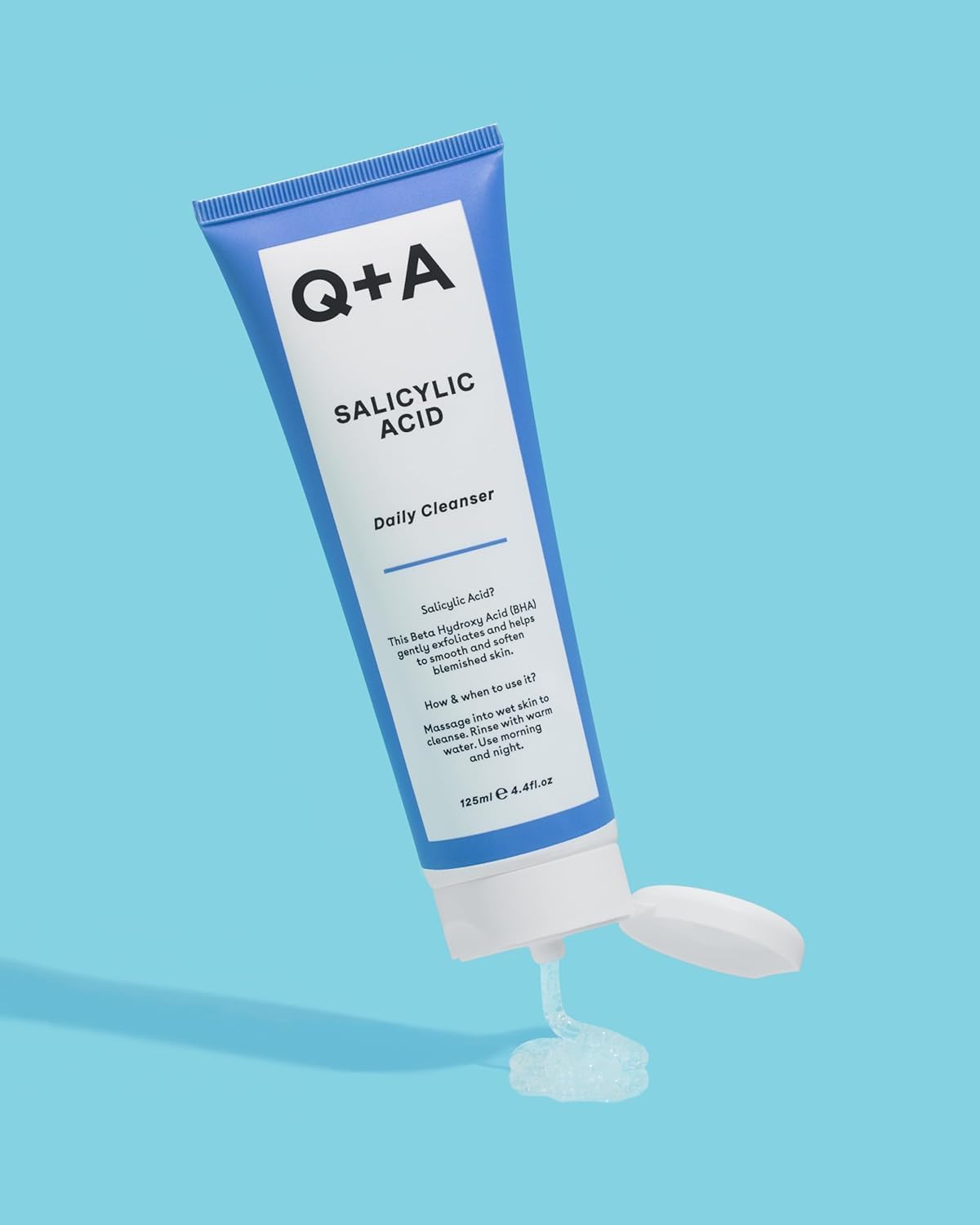 Limpiador diario con ácido salicílico Q+A, exfoliante para piel limpia, vegano, 113 ml