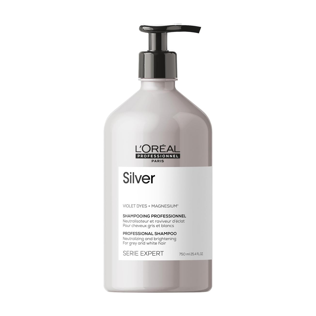L’Oréal Professionnel Shampoo Neutralizante para cabelos grisalhos, brancos ou loiros claros, Prata, SÉRIE EXPERT