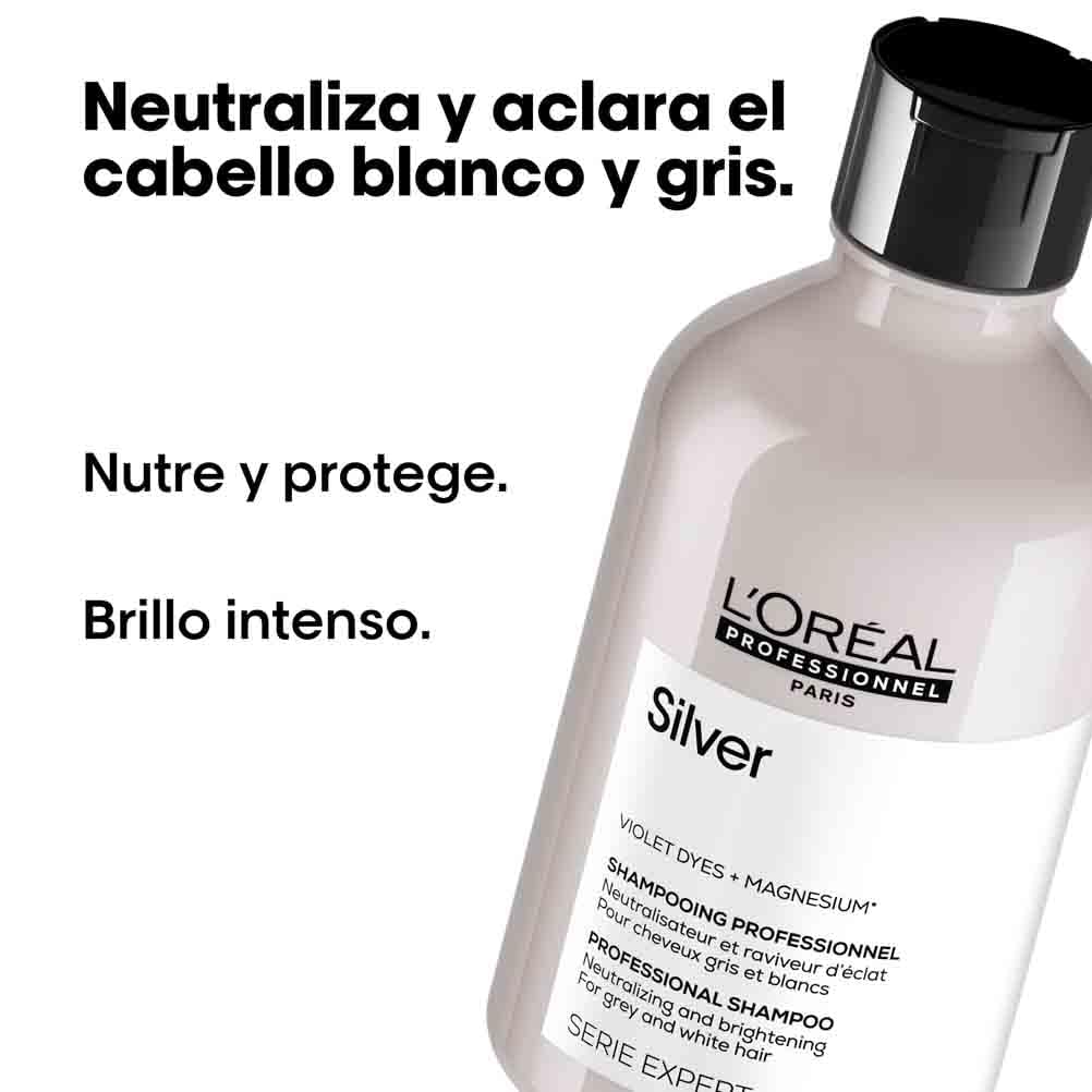 L’Oréal Professionnel Shampoo Neutralizante para cabelos grisalhos, brancos ou loiros claros, Prata, SÉRIE EXPERT