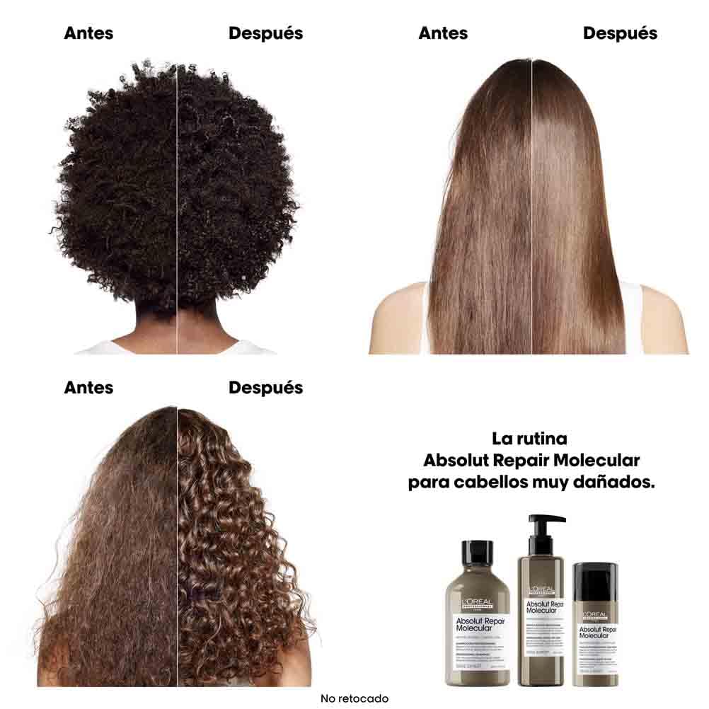 L’Oréal Professionnel, Tratamento Molecular Instantâneo, Sérum com Enxágue para Cabelos Secos e Danificados, Sem Sulfato, Repara Danos e Fortalece os Cabelos, Fórmula Patenteada, Absolut Repair Molecular, 250ml