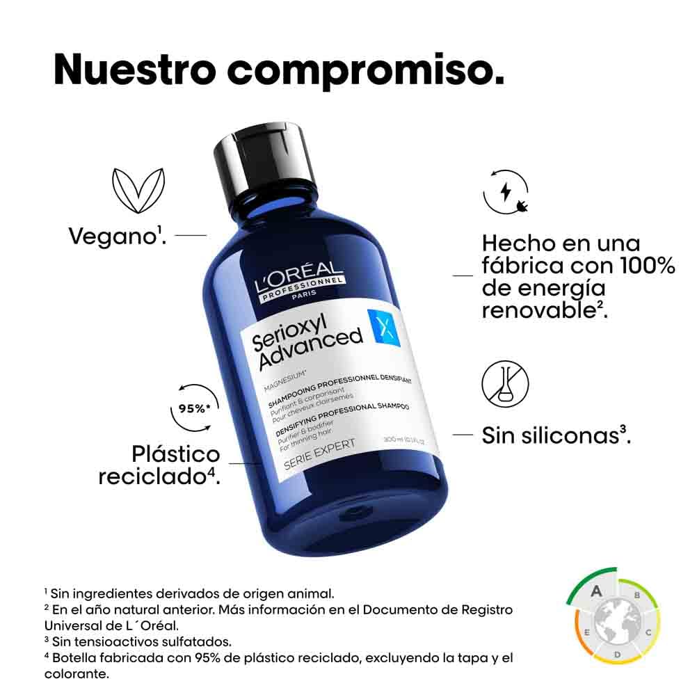 Shampoo L’Oréal Professionnel Enriquecido com Ingredientes Dermatologicamente Ativos para Cabelos Finos e Ralos, Serioxyl Advanced, 500 ml