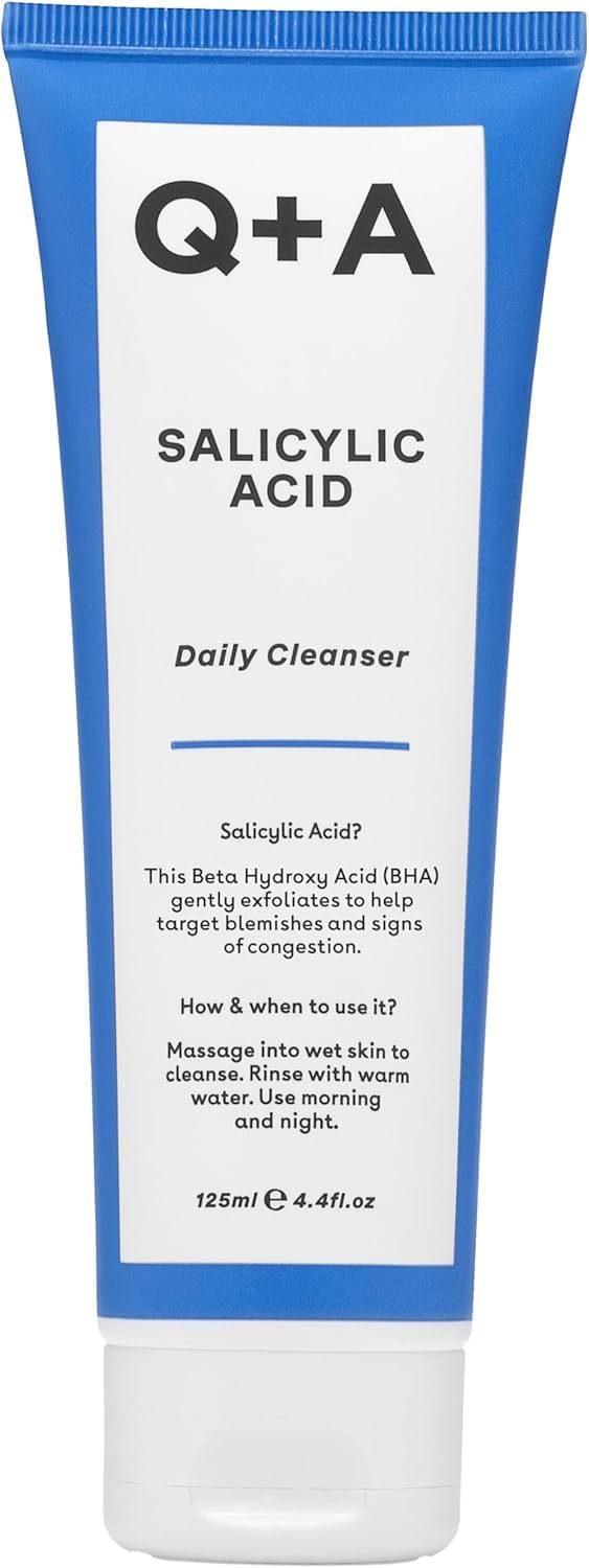 Limpiador diario con ácido salicílico Q+A, exfoliante para piel limpia, vegano, 113 ml