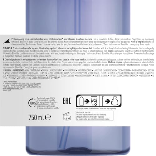 L'Oréal Professionnel, Shampoo Reparador e Iluminador para Cabelos com Mechas ou Loiros, Blondifier Gloss, 300ml