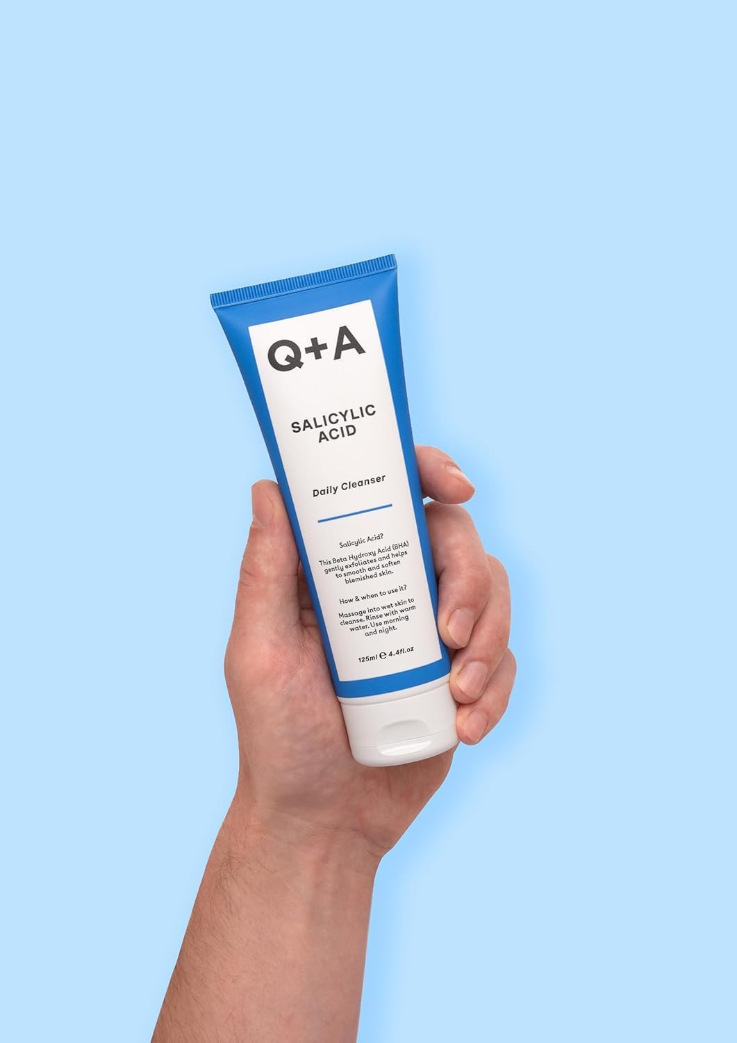 Limpiador diario con ácido salicílico Q+A, exfoliante para piel limpia, vegano, 113 ml