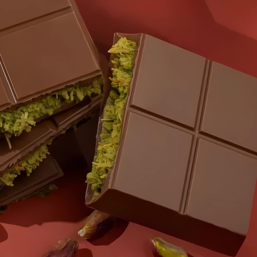 Chocolate Dubai 100 g, com chocolate, pistache e kadaif