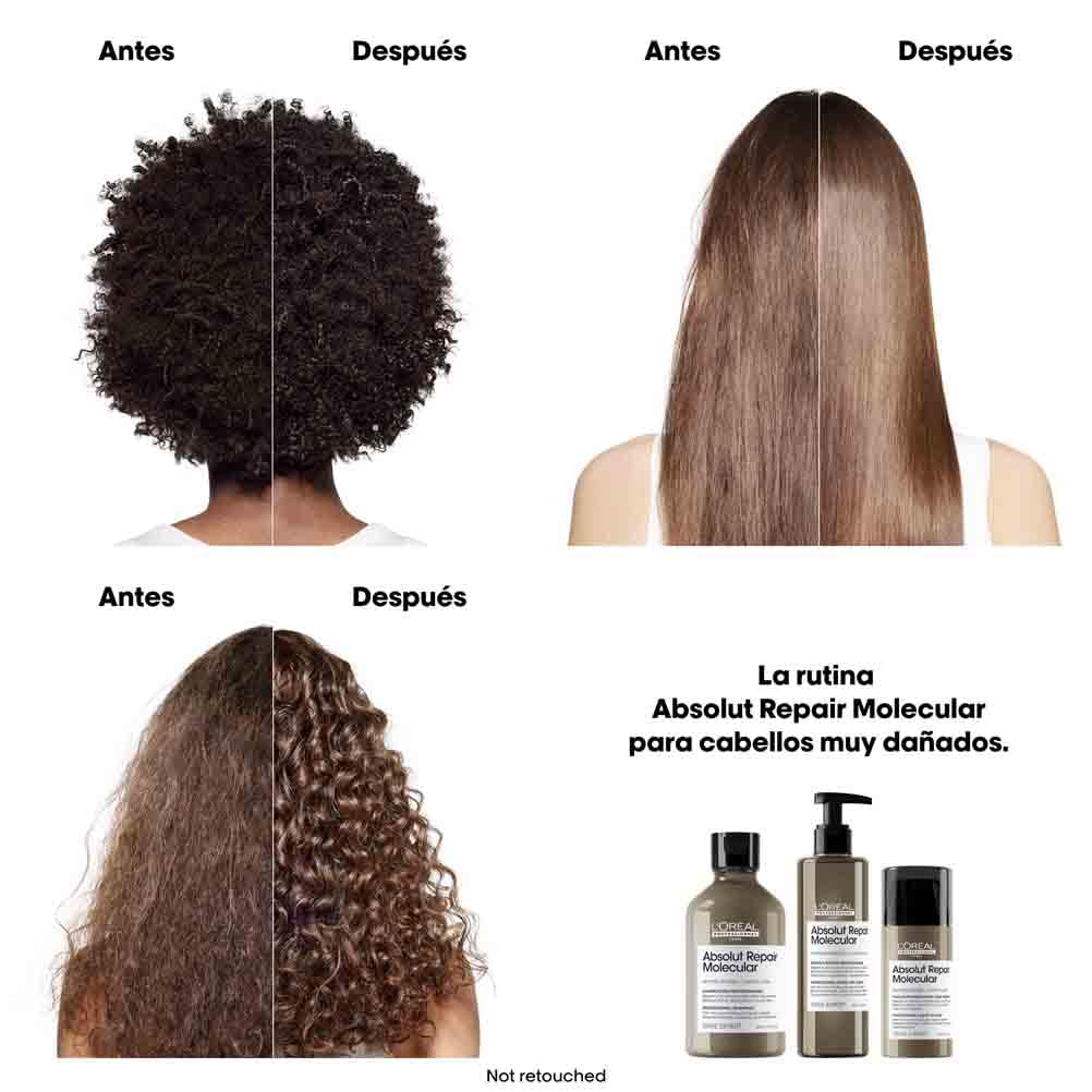 L’Oréal Professionnel, Máscara Reparadora Leave-In, Textura Cremosa, Repara Danos e Fortalece, Proteção Térmica, Fórmula Patenteada, para Cabelos Danificados, Absolut Molecular Repair, 50ml