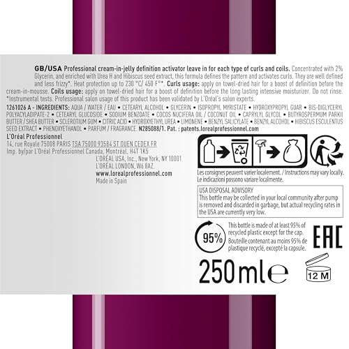 L’Oréal Professionnel, Creme Definidor Gelificado, para qualquer tipo de cachos e ondas, Curl Expression, 250 ml