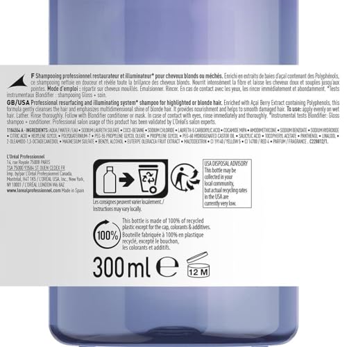 L'Oréal Professionnel, Shampoo Reparador e Iluminador para Cabelos com Mechas ou Loiros, Blondifier Gloss, 300ml