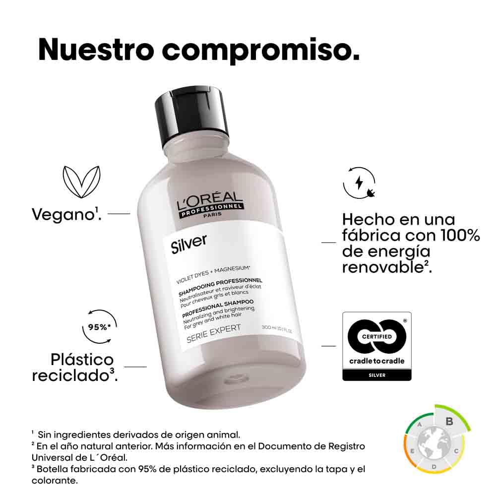 L’Oréal Professionnel Shampoo Neutralizante para cabelos grisalhos, brancos ou loiros claros, Prata, SÉRIE EXPERT