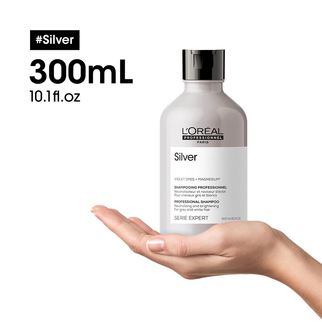 L’Oréal Professionnel Shampoo Neutralizante para cabelos grisalhos, brancos ou loiros claros, Prata, SÉRIE EXPERT