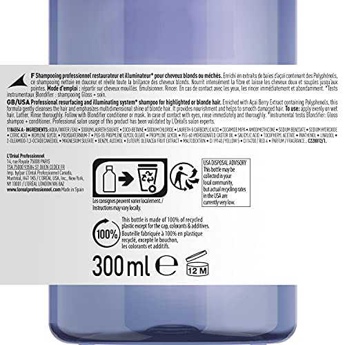 L'Oréal Professionnel, Shampoo Reparador e Iluminador para Cabelos com Mechas ou Loiros, Blondifier Gloss, 300ml