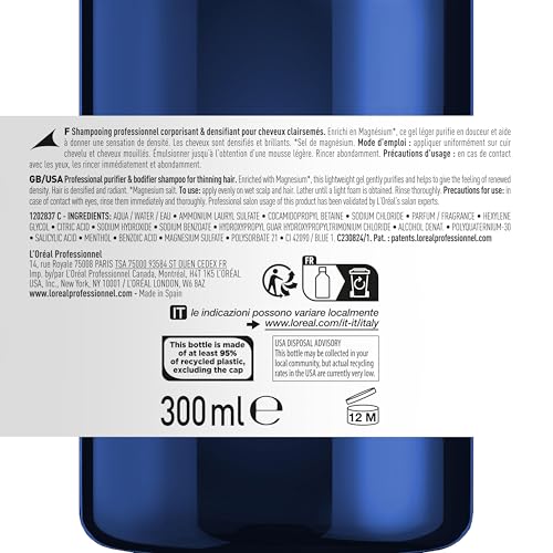 Shampoo L’Oréal Professionnel Enriquecido com Ingredientes Dermatologicamente Ativos para Cabelos Finos e Ralos, Serioxyl Advanced, 500 ml