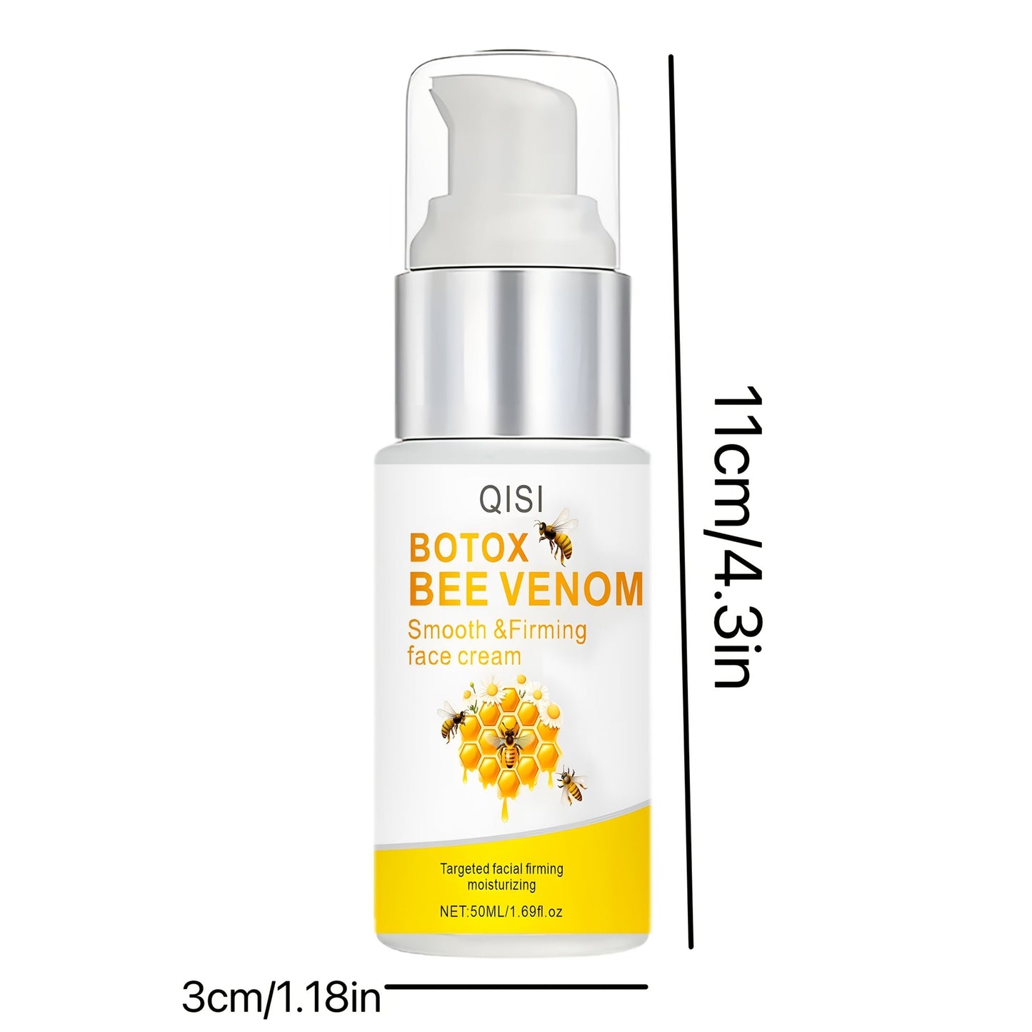 Creme facial veneno de abelha QISI de 50ml, com embalagem elegante para hidratação e firmeza da pele