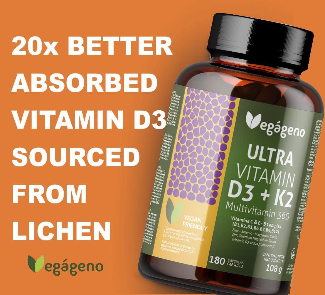 Vitamina D3 e K2 Vegan 180 Cápsulas