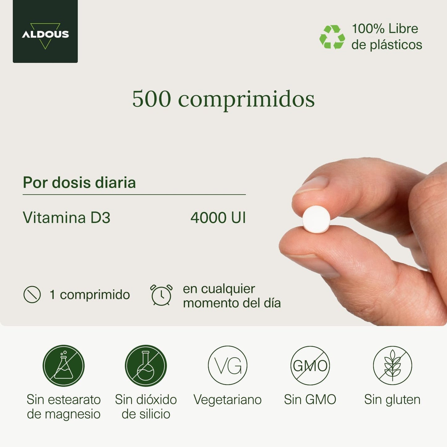Vitamina D3 4000 UI - 500 Comprimidos Premium