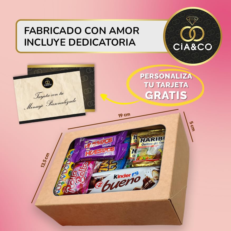 Caixa de presente original com 17 chocolates Kinder Bueno, cartões Kinder, Twix, Mars, Kit Kat, Huesitos, biscoito Lotus Biscoff e muito mais