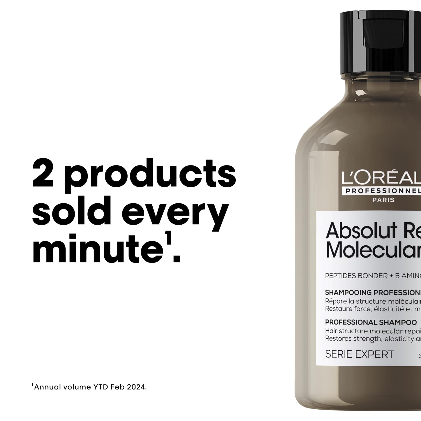L’Oréal Professionnel, Máscara Reparadora Leave-In, Textura Cremosa, Repara Danos e Fortalece, Proteção Térmica, Fórmula Patenteada, para Cabelos Danificados, Absolut Molecular Repair, 50ml