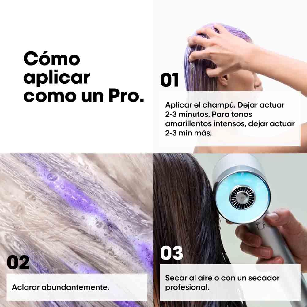 L’Oréal Professionnel Shampoo Neutralizante para cabelos grisalhos, brancos ou loiros claros, Prata, SÉRIE EXPERT