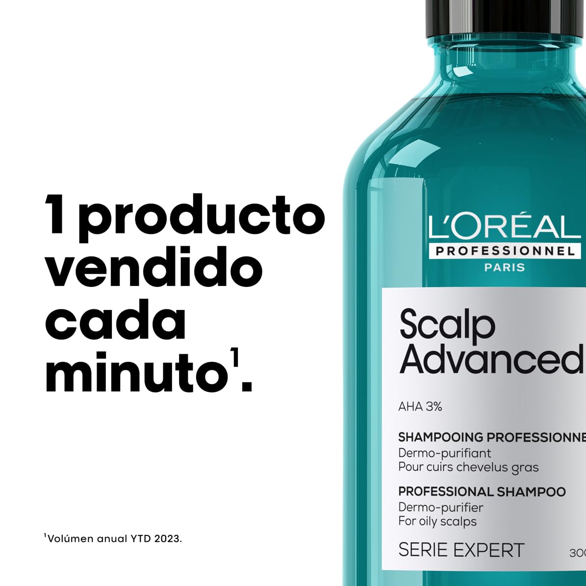 L’Oréal Professionnel, Shampoo Anti-Oleoso Enriquecido com Ingredientes Dermatologicamente Ativos para Couro Cabeludo Oleoso, Scalp Advanced, 300 ml