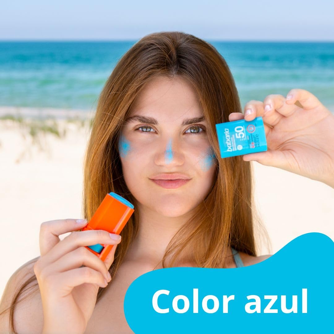 BABARIA- Bastão Solar Facial 50 Azul - 20g | Vara de surf | Proteção muito alta