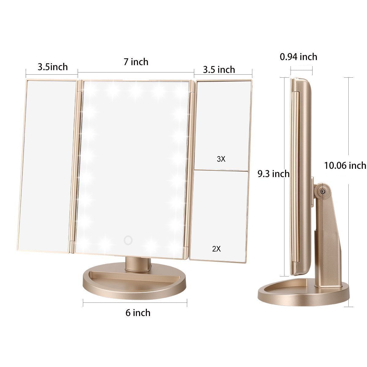 Espelho Iluminado Ampliação 1X 2X 3X – SPOT78 Elegância