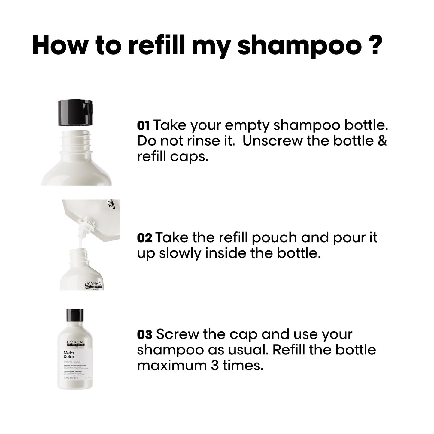 L'Oréal Professionnel, Shampoo Profissional Sem Sulfato, para Cabelos Danificados ou Descoloridos, Cor Brilhante e Duradoura, Cabelos Mais Fortes e Hidratados, Detox de Metais, 500 ml