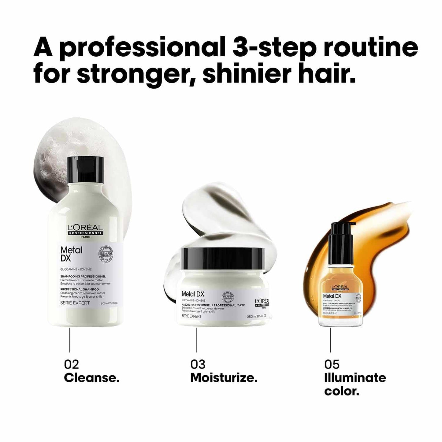 L'Oréal Professionnel Óleo concentrado para todos os tipos de cabelo, anti-fricção, proteção contra o calor e brilho sedoso, série especialista, metal DX Oil, 50 ml