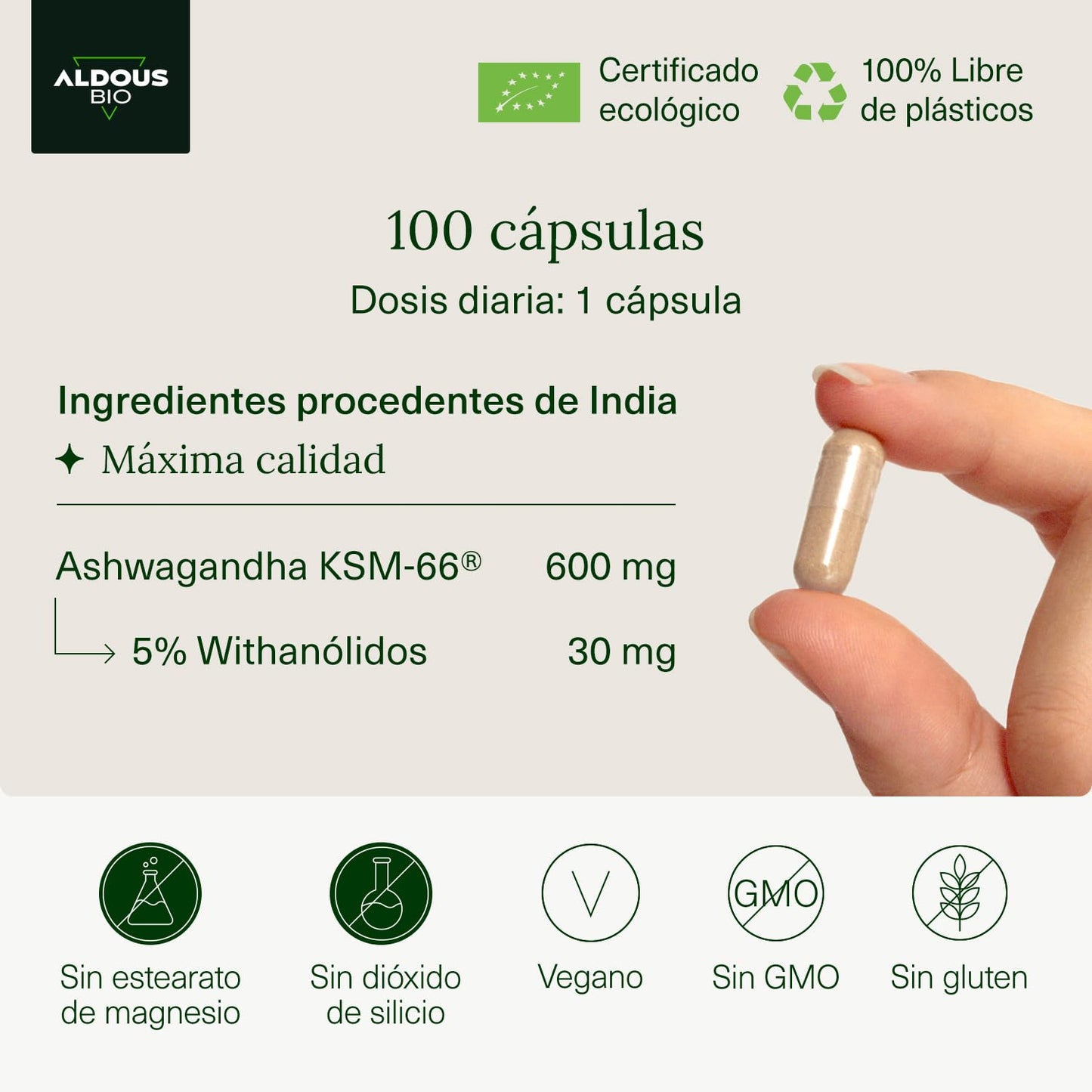 Suplemento de Ashwagandha com pimenta preta
