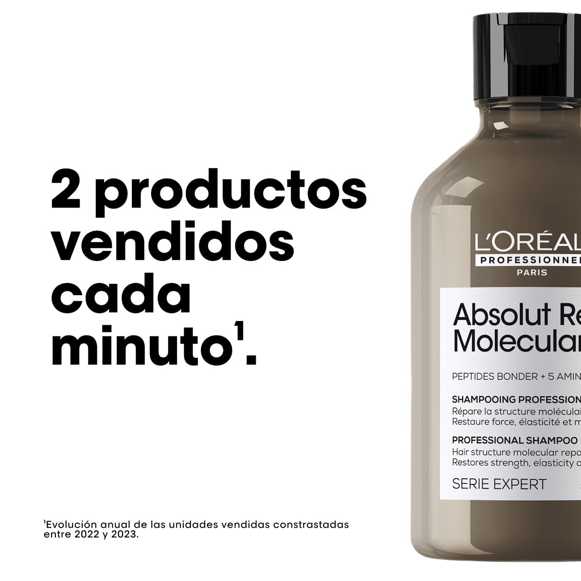 L'Oréal Professionnel, Shampoo Profissional Sem Sulfato, Nutre Profundamente, Repara Danos e Fortalece os Cabelos, Para Cabelos Secos e Danificados, Fórmula Patenteada, Absolut Molecular Repair, 300ml