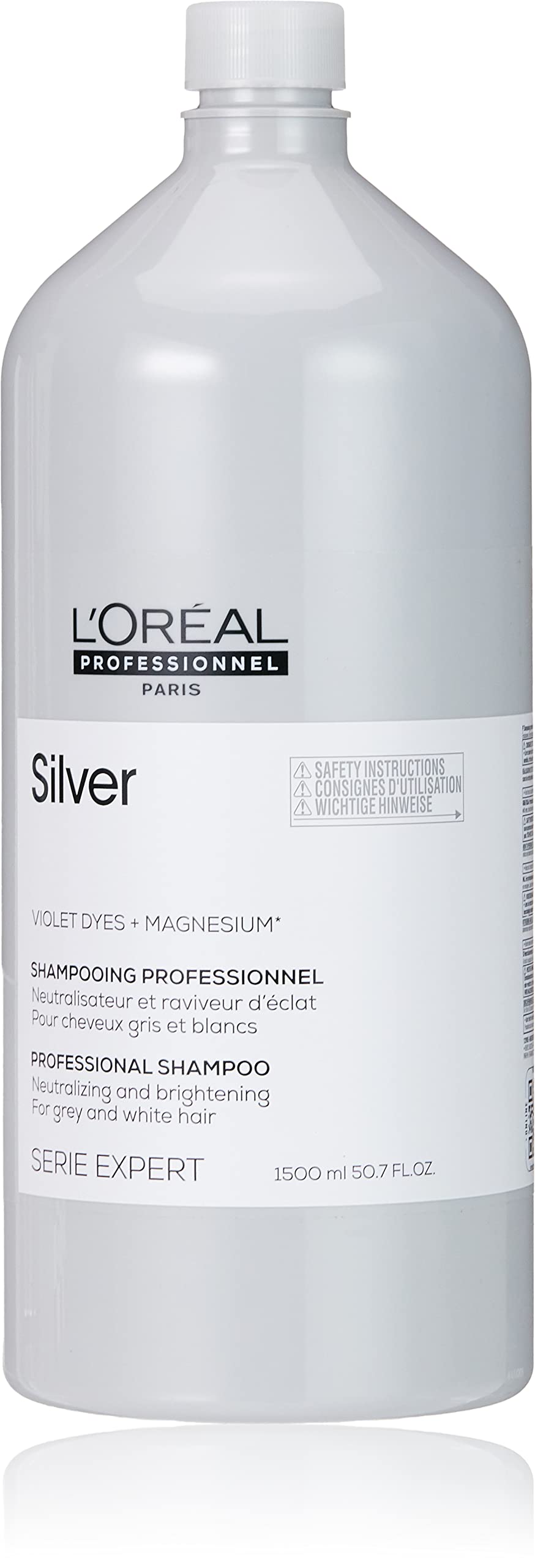 L’Oréal Professionnel Shampoo Neutralizante para cabelos grisalhos, brancos ou loiros claros, Prata, SÉRIE EXPERT