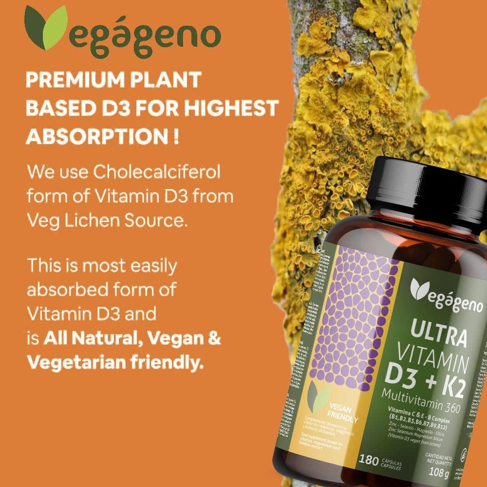 Vitamina D3 e K2 Vegan 180 Cápsulas