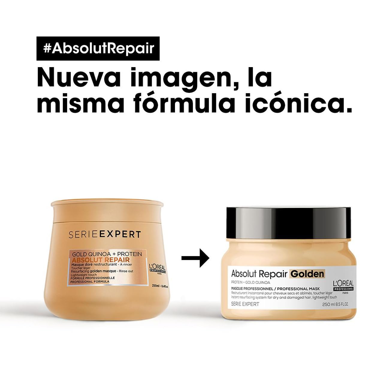L’Oréal Professionnel, Máscara Dourada Tratamento Reconstrutor para Cabelos Secos e Danificados, Absolut Repair, 250ml