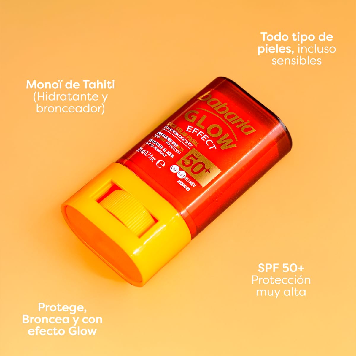 BABARIA- Bastão Solar Facial 50 Azul - 20g | Vara de surf | Proteção muito alta