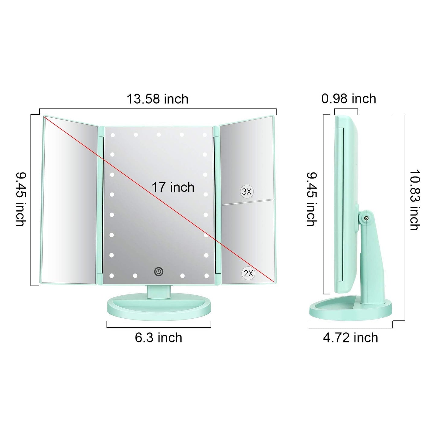 Espelho Iluminado Ampliação 1X 2X 3X – SPOT78 Elegância