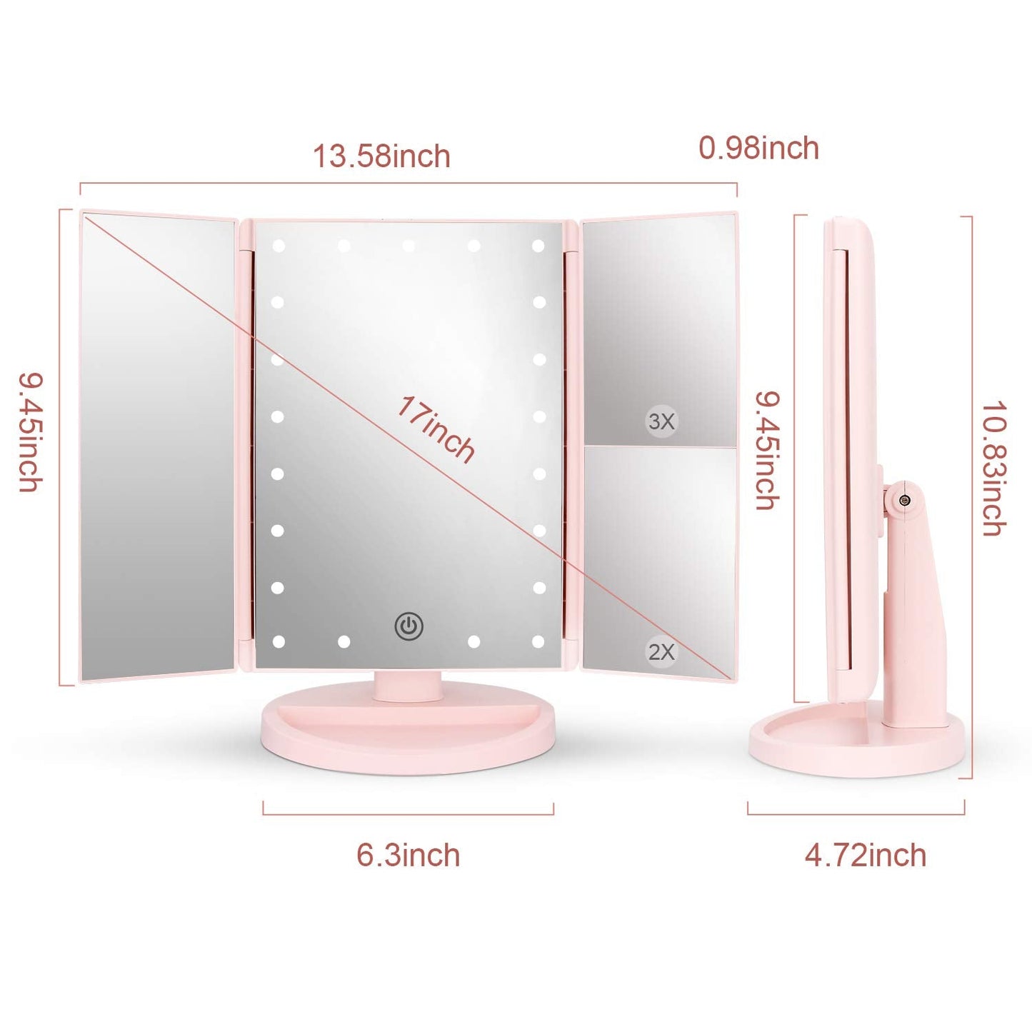 Espelho Iluminado Ampliação 1X 2X 3X – SPOT78 Elegância