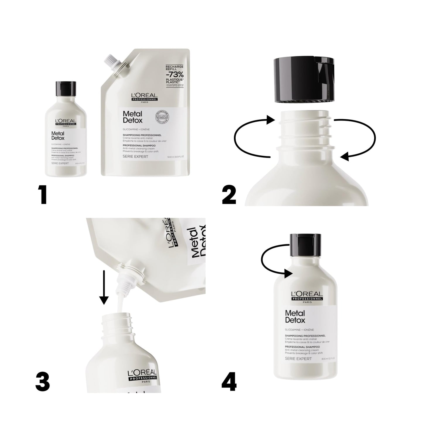 L'Oréal Professionnel, Shampoo Profissional Sem Sulfato, para Cabelos Danificados ou Descoloridos, Cor Brilhante e Duradoura, Cabelos Mais Fortes e Hidratados, Detox de Metais, 500 ml