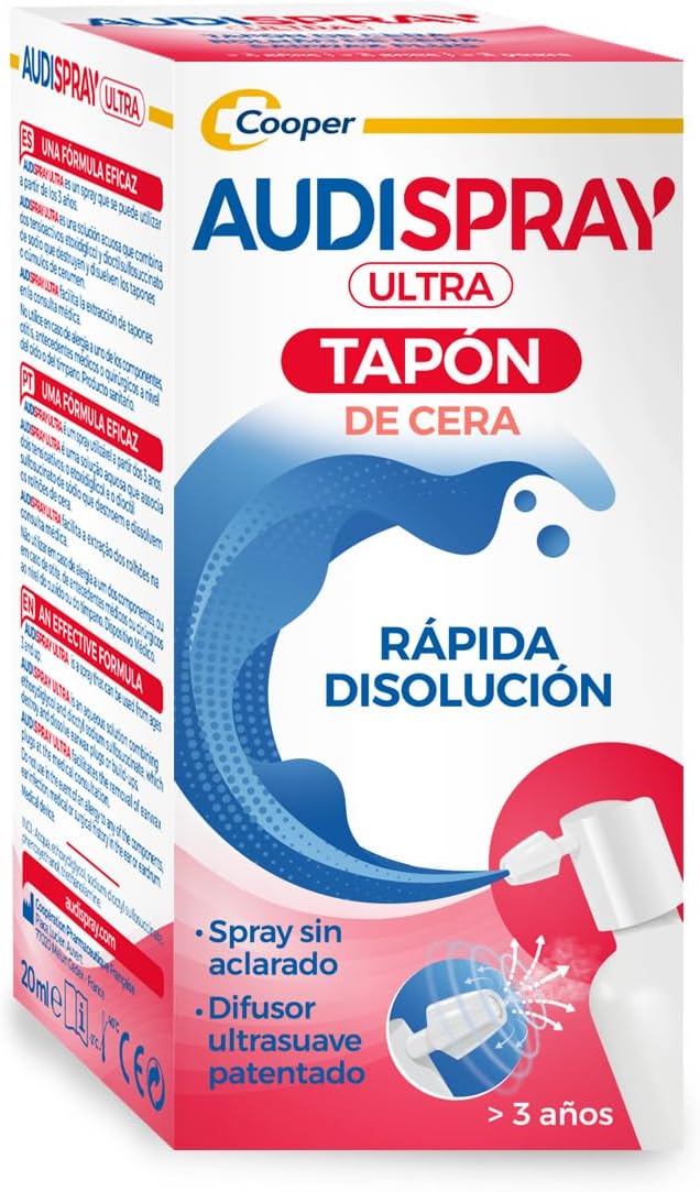 AUDISPRAY Ultra para remover e dissolver a tampa de cerume