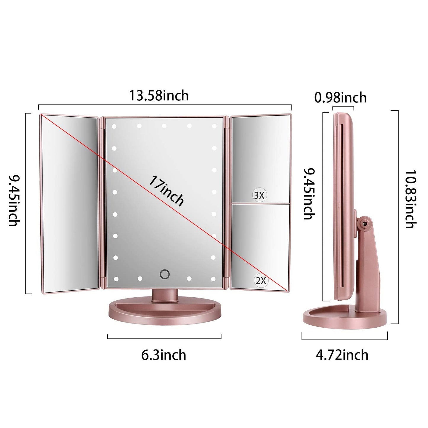 Espelho Iluminado Ampliação 1X 2X 3X – SPOT78 Elegância